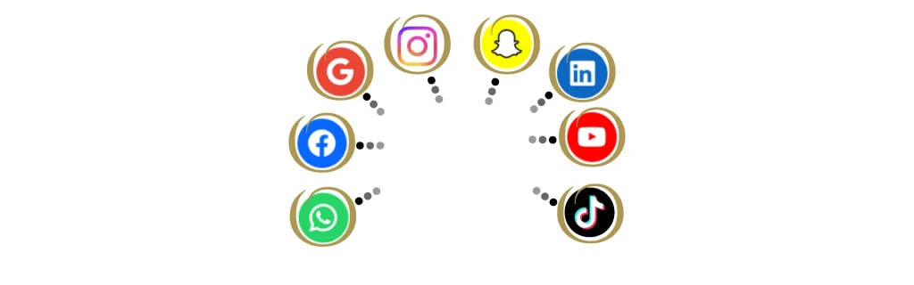 Réseaux sociaux du site Ozthérapies pour Cédric Audebert : Google, Instagram, LinkedIn, Facebook, la chaine Youtube, Snapchat Tiktok, Treads...
