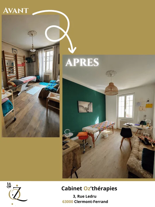 4 1 1 - oztherapies.fr Cabinet Ozthérapies
3 Rue Ledru
63000 Clermont-Ferrand
Cédric Audebert Thérapeute Manuel
Christelle Portas Infirmière & Thérapeute holistique
Méthode Poyet, Fasciathérapie, Magnétisme, Energétique
#Oztherapies