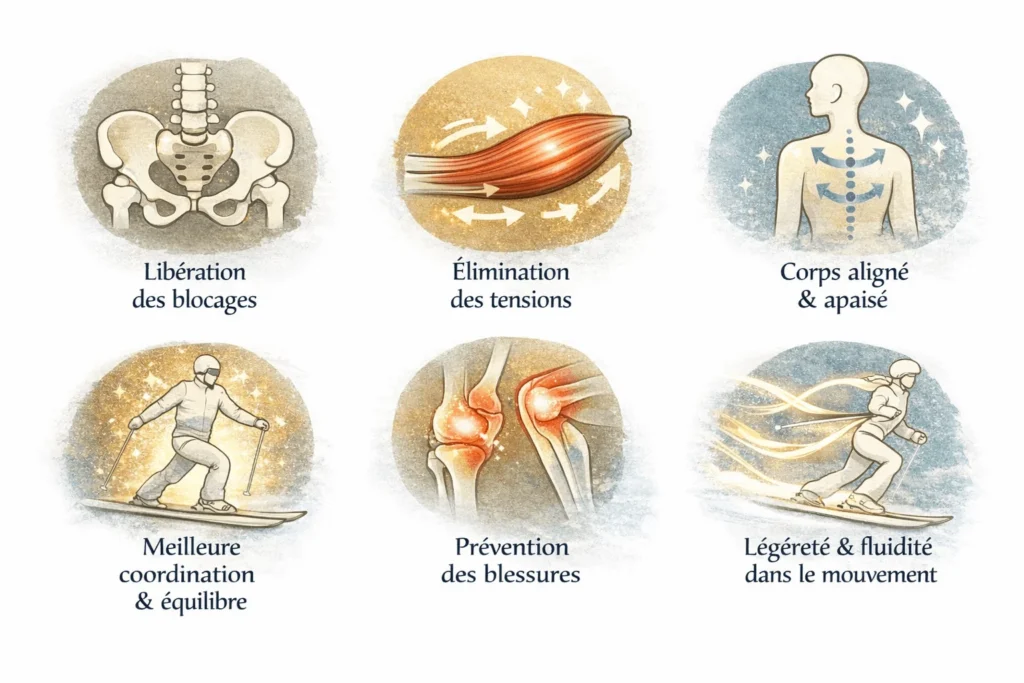 objectifs-fasciatherapie - oztherapies.fr Votre corps a besoin d’être libéré et rééquilibré : Libération des blocages, Elimination des tensions, Corps aligné et apaisé, Meilleure coordination et équilibre, Prévention des blessures, Légèreté et fluidité dans le mouvement.
Après le ski : réalignez votre corps avec la Méthode Poyet
Récupération et régénération des fascias après le ski
Avant le ski : Préparer votre corps grâce à la fasciathérapie
Séance fasciathérapie ski, méthode Poyet ski, préparation avant ski, récupération après ski, détendre le dos après le ski, douleurs après le ski, équilibrage énergétique corps, libérer les blocages articulaires, prévention blessures ski